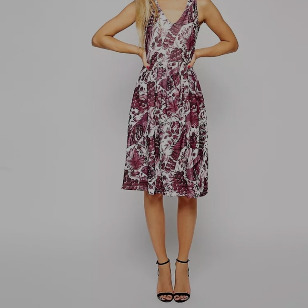 Asos Midi V Neck Skater Dress. Purple/White. Size‎ 8.